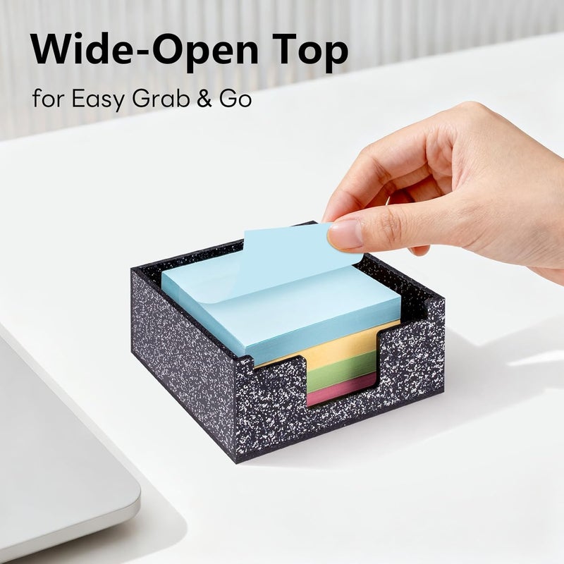 Luminzo Black Sparkling Sticky Note Holder, Glitter Acrylic Organizer, 3.94 x 3.94 in Multi-Use Tray for Office, School & Home Desk - Image 5